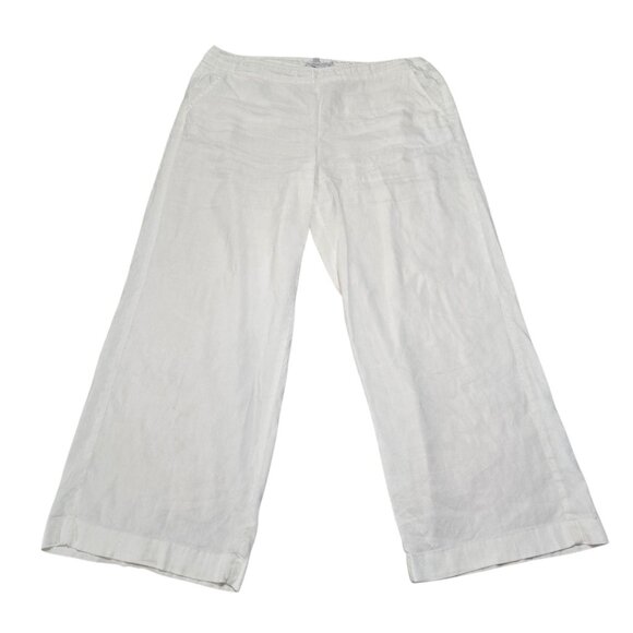 Chicos Womens White Pull On Pants Wide Leg Slash Pockets Linen Blend Size 16R - Picture 1 of 12